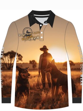 Sunset Wear Your Love for the Working Dog Fishing Shirt