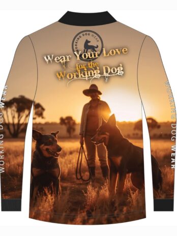 Sunset Wear Your Love for the Working Dog Fishing Shirt