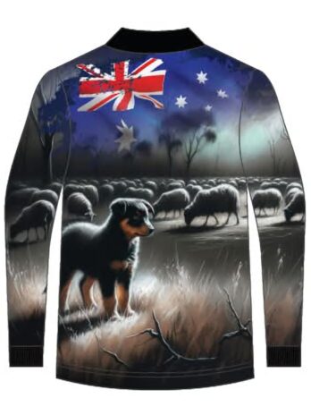 Australian Kelpie Storm Flag Fishing Shirt