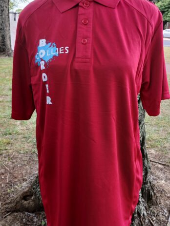 Border Collie Bamboo Unisex Polo Shirts Ruby Red