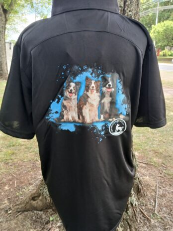 Border Collie Bamboo Unisex Polo Shirts Black