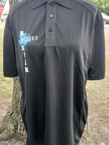 Border Collie Bamboo Unisex Polo Shirts Black