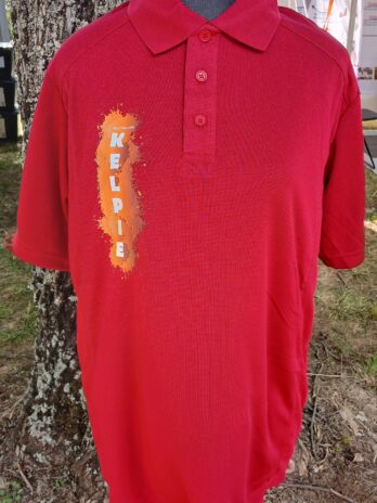 Kelpie Unisex Bamboo Polo Shirt Ruby Red