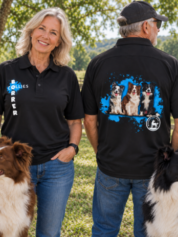 Border Collie Bamboo Unisex Polo Shirts Navy