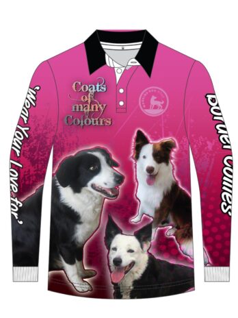 Border Collie Coats of Many Colours Fishing Shirt Pink