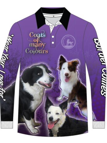Border Collie Coats of Many Colours Fishing Shirt Purple