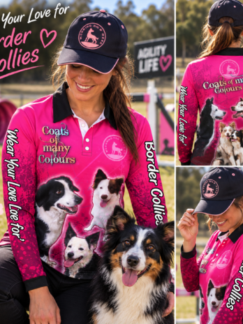 Border Collies Coats of Many Colours Fishing Shirt Pink