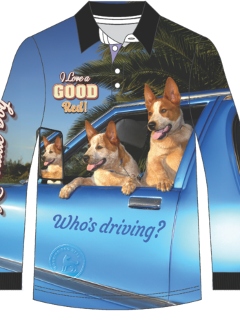 I Love a Good Red! Who’s Driving? Red Cattle Dog Fishing Shirt