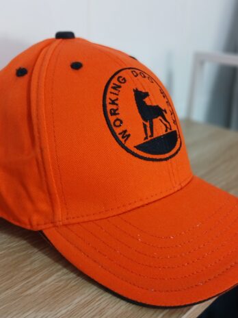 Working Dog Wear Embroidered Baseball Cap Hunter Orange with Black Embroidery