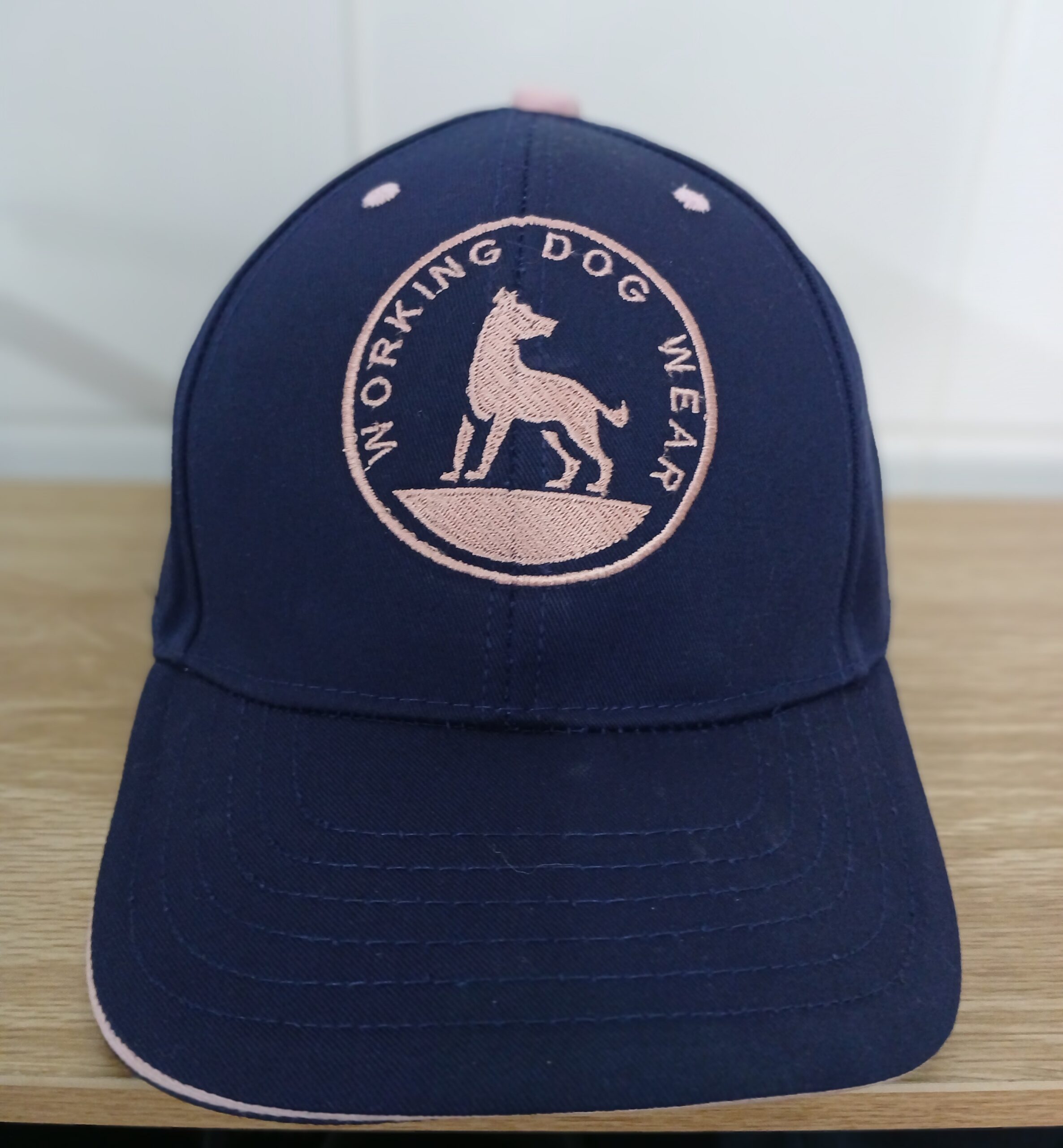 Working Dog Wear Embroidered Baseball Cap Navy with Pink Embroidery - Image 3