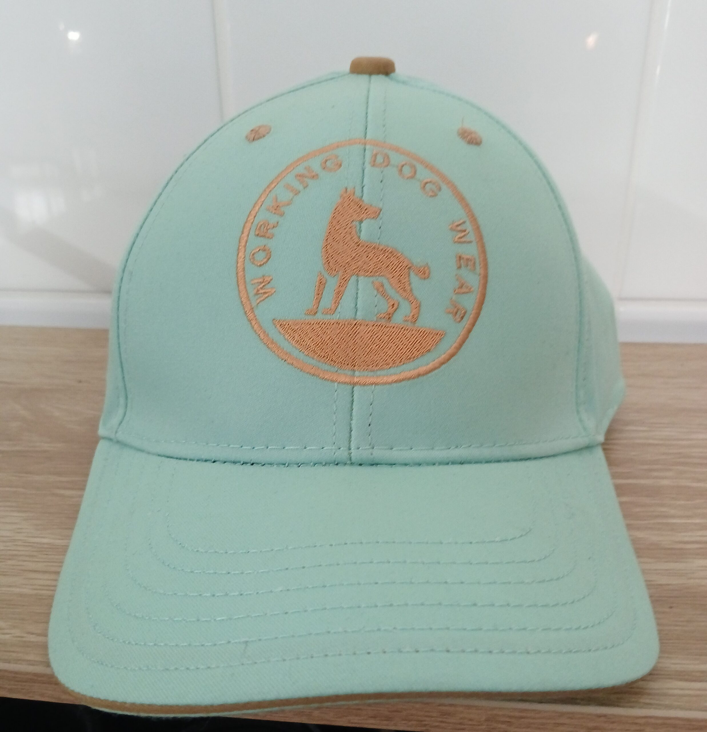 Working Dog Wear Embroidered Baseball Cap Aqua with Golden Embroidery - Image 3