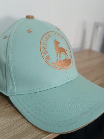 Working Dog Wear Embroidered Baseball Cap Aqua with Golden Embroidery