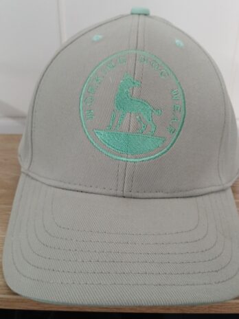 Working Dog Wear Embroidered Baseball Cap Light Grey with Aqua Embroidery