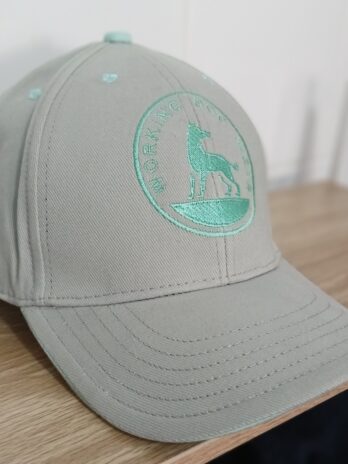 Working Dog Wear Embroidered Baseball Cap Light Grey with Aqua Embroidery