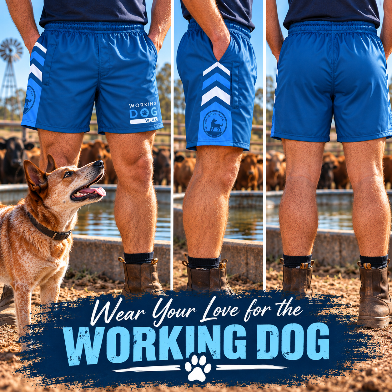 Working Dog Wear Trademark Footy Shorts Teal - Image 2